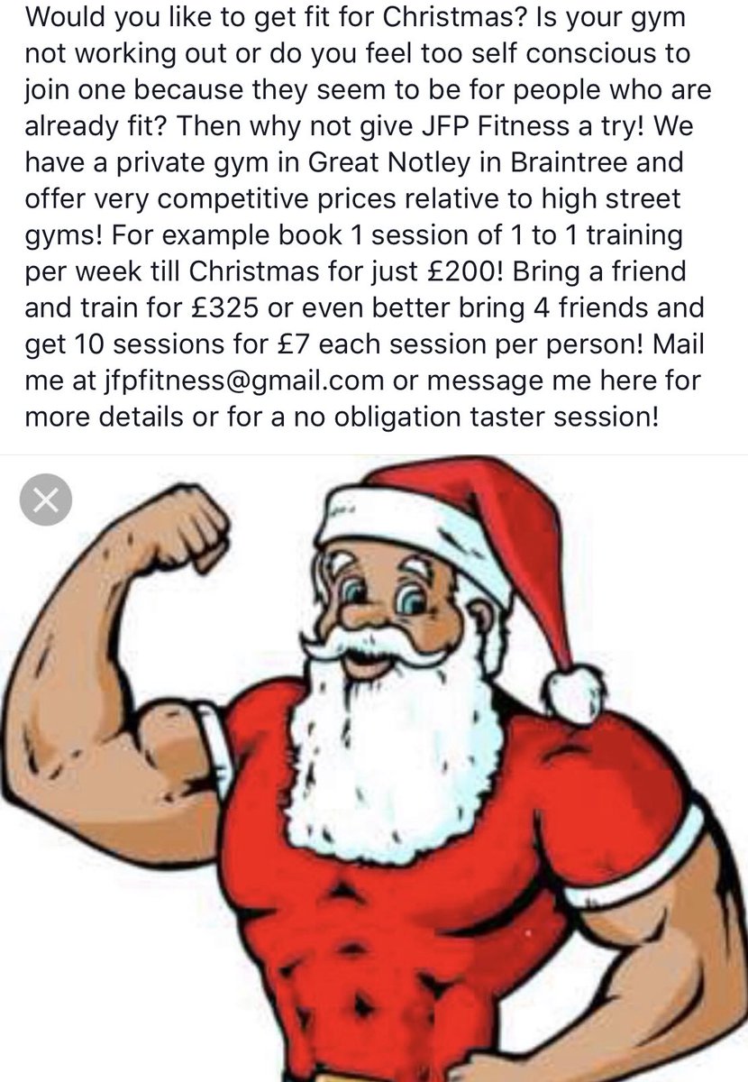 JFPFitness's tweet image. #Xmas season is here! If u want to give someone #PT sessions, we are now selling #giftvouchers! Prices will go up on Jan 1st so this is a chance to buy ‘19 training at ‘18 prices. Vouchers start at £30 4 single sessions up to £500 4 30 sessions. Mail me at jfpfitness@gmail.com