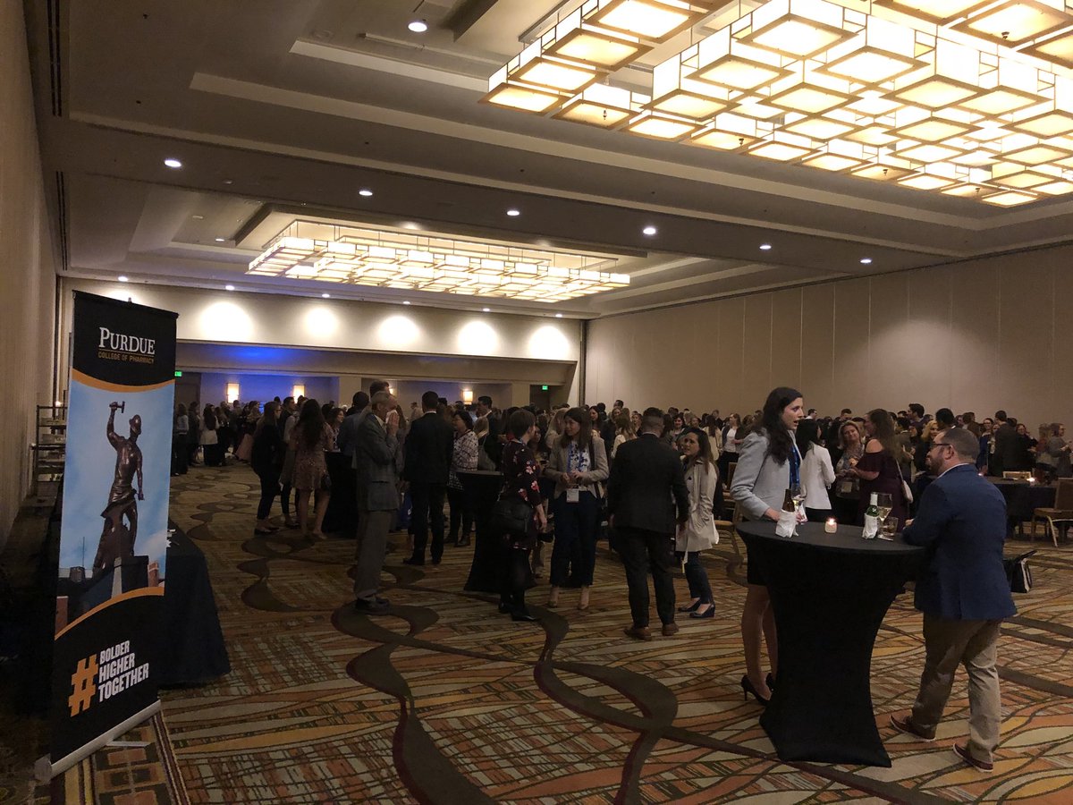 DeanEricBarker's tweet photo. Great to be together as the @purduepharmacy family at the ASHP Midyear meeting Indiana Reception! Always good to see so many Boilermakers! #takegiantleaps #bolderhighertogether #midyearmagic #ashp18 https://t.co/EBKzx89OCb