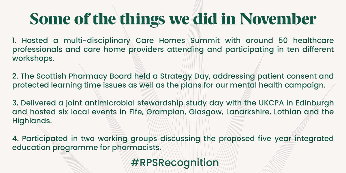 rcpharm_scot's tweet photo. Pleased to share with you some of the highlights from our work this November. #RPSRecognition https://t.co/bz3k2DITUN