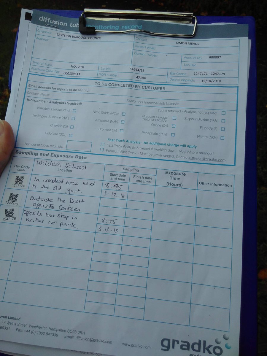 Today the <a href="/wildernschool/">Wildern School</a> #EcoSchools group exchanged diffusion tubes with the help of Jean and Angela from <a href="/hantsconnect/">Hampshire County Council</a> <a href="/MyJourneyHants/">My Journey Hampshire</a> #AirQuality