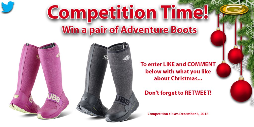 GrubsBoots's tweet photo. December Competition! Win a pair of Adventure Boots... #WIN #Christmas #Grubs https://t.co/x7l43Ni0xU