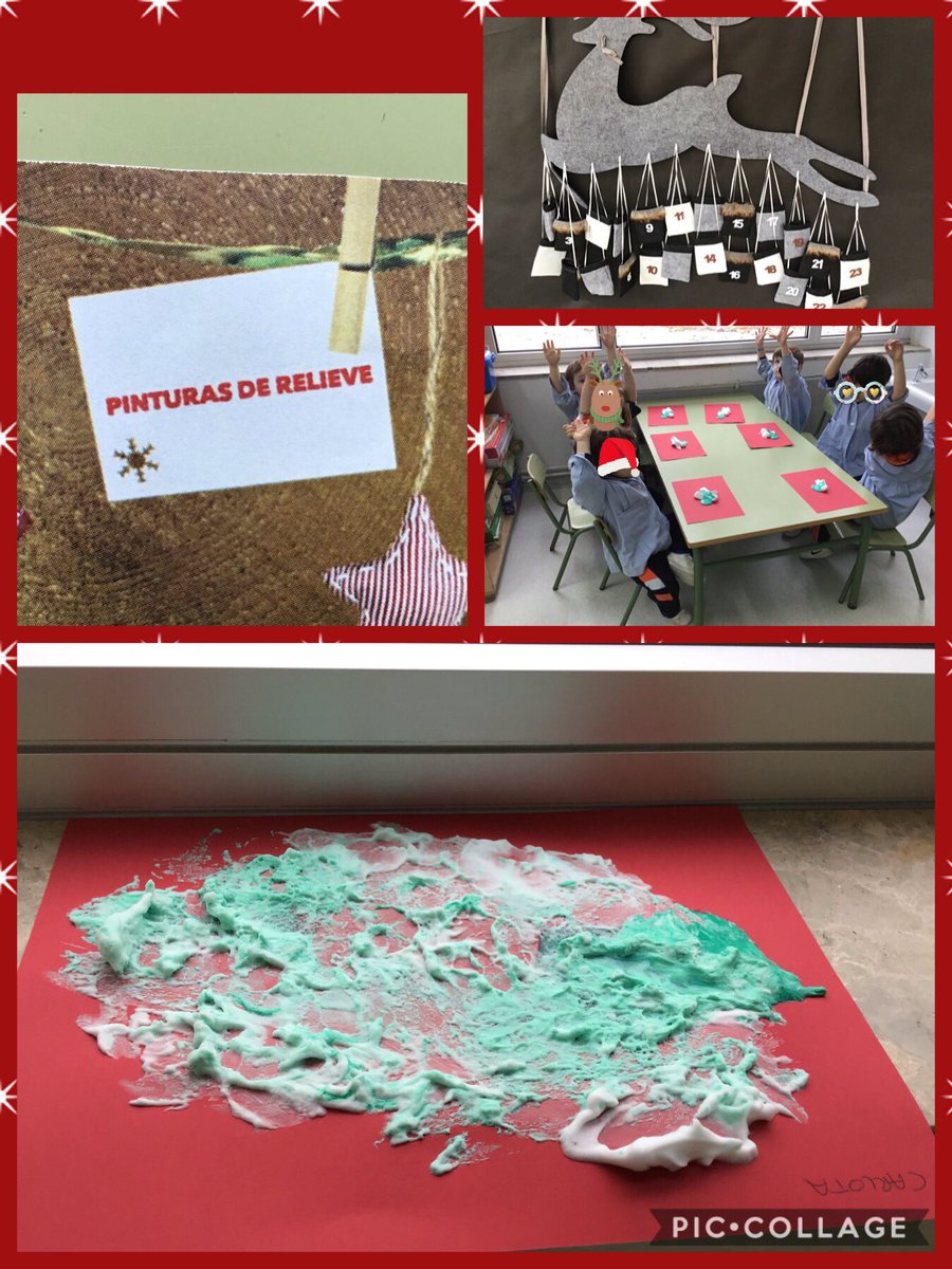 beatrizgomezsa3's tweet photo. ¡¡Comenzamos nuestro calendario de Navidad!! Una cuenta atrás hasta llegar a Noche Buena. Cada día tendremos una nueva sorpresa. Hoy nos ha tocado PINTURAS DE RELIEVE y este ha sido el resultado. ¡Cómo nos hemos divertido manchándonos!!⁦@ColBernadette⁩ ⁦#equipodeinfantil https://t.co/yE7mtlptxm