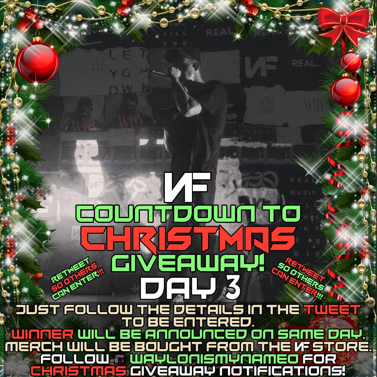 WaylonIsMyNameO's tweet photo. It's day 3 of our 2 week countdown to Christmas @nfrealmusic merch giveaway. Today all you need to do is comment the words, "Burnt Toast" to be entered! Winner will receive a hoodie of their choosing! Remember to RT and spread the word so others can enter. Good luck to you all! https://t.co/35Wsbtt5VJ