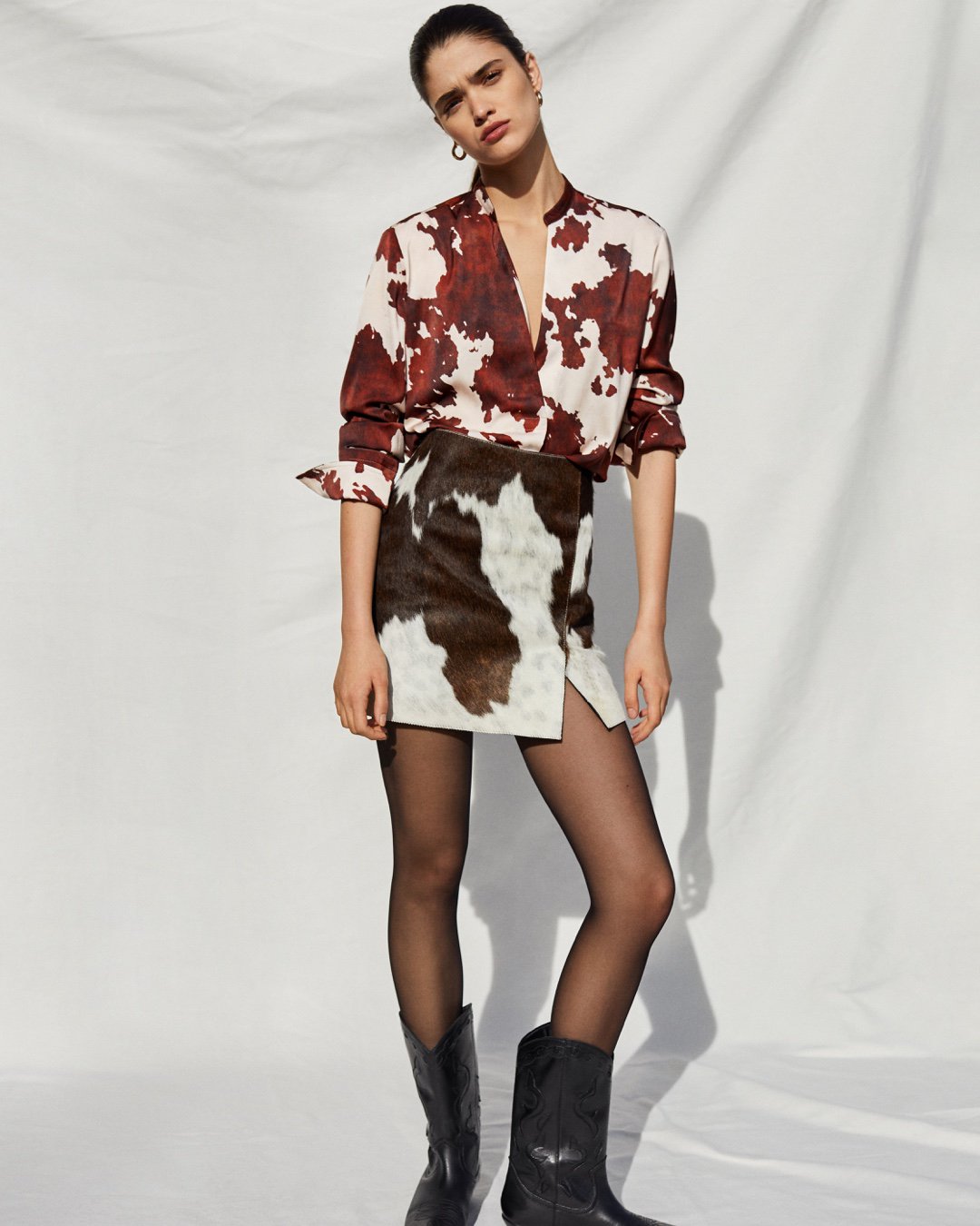 Mango cow print clearance skirt