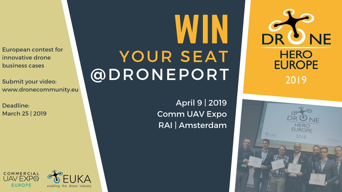 DroneCmtyEU's tweet photo. Like to take part in the 4th edition of the Drone Hero Europe contest? The contest is now open for your video sumbissions! You can find all info on https://t.co/gE4CfmAKr4 #EUKA #DronePort https://t.co/iejcPphOJq