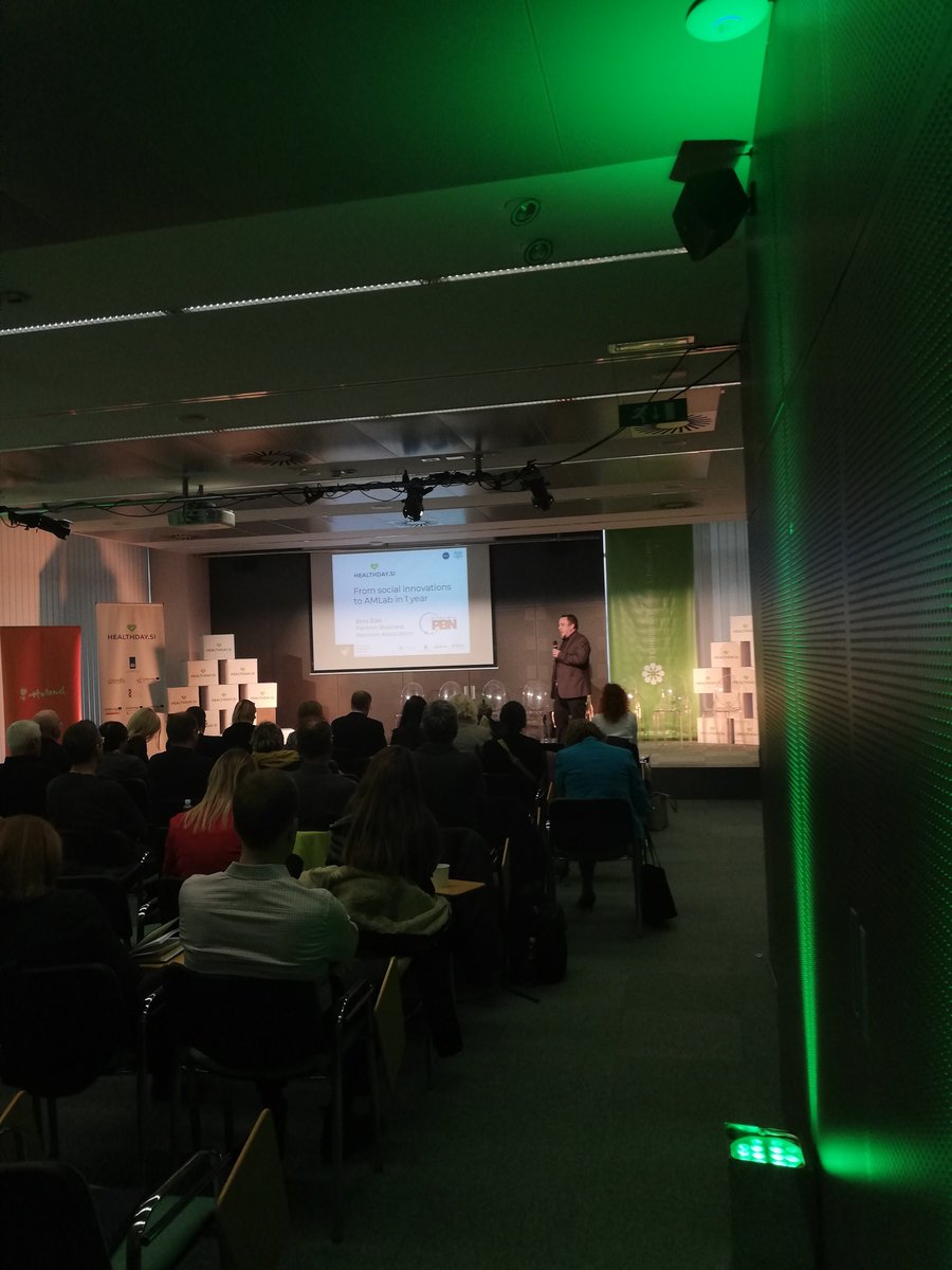 PBNHungary's tweet image. Our colleagues Renáta and Ákos are participating at the HealthDay #conference (@HealthDaySi ) in Ljubljana. Ákos is presenting our success story &quot;from social innovations to AMLab in 1 year&quot; The event is organized by @LjTehnoloski. 
#AMLABhungary