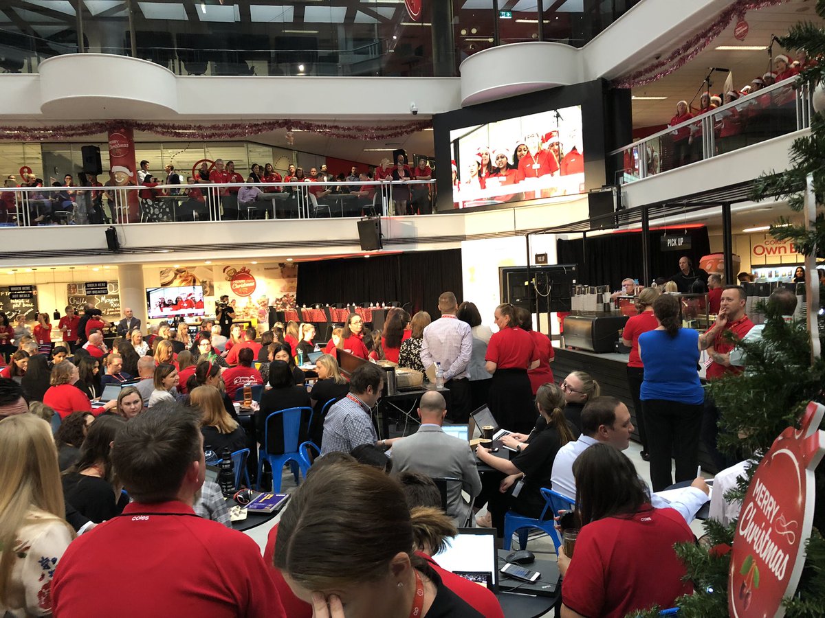 PatBarbaro's tweet photo. It’s not everyday that Eddie McGuire turns up as Santa at your workplace! Retailers definitely know how to put on #christmas @Coles https://t.co/PbKHggM9k6
