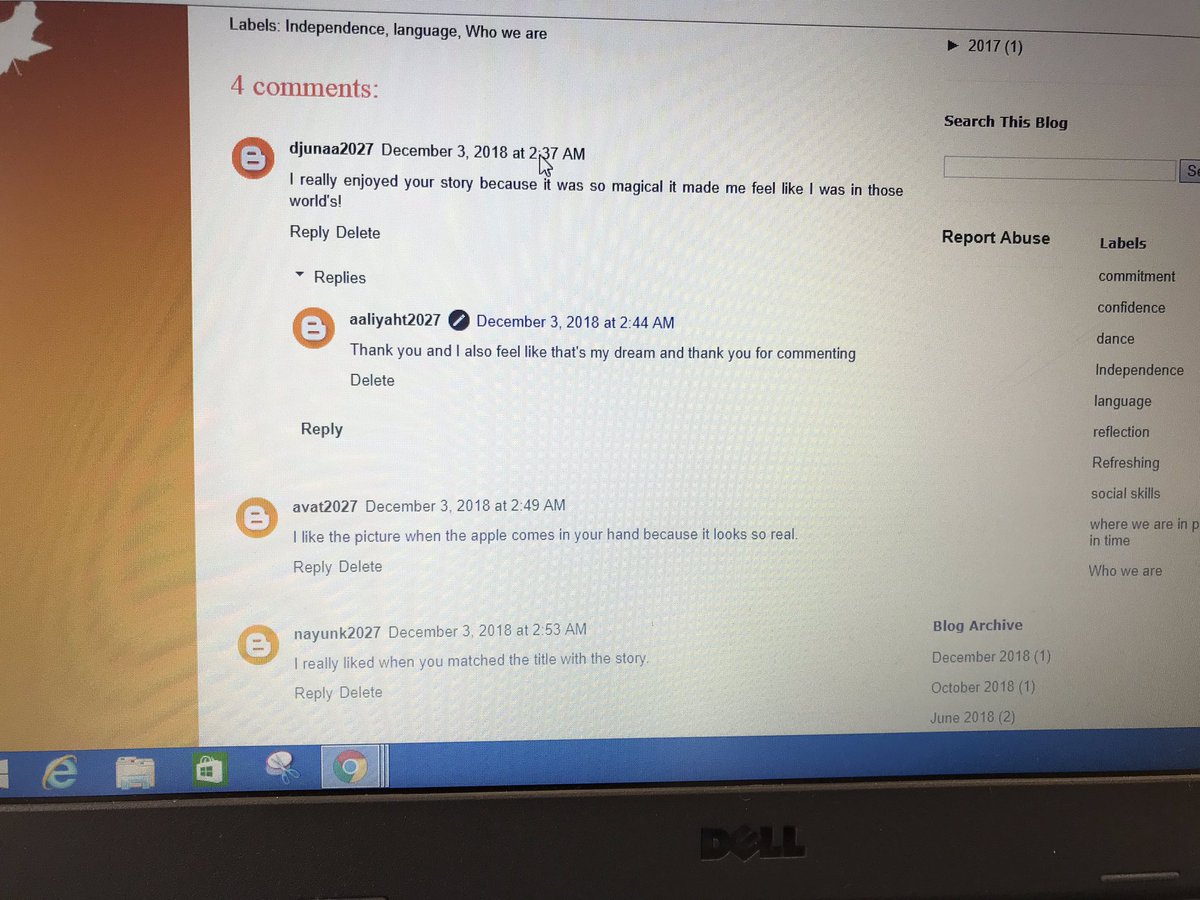 mslingisp's tweet photo. Netiquette has become a very important code and manner for our digital citizen. G4 students were applying their three golden rules: be kind, be specific and be helpful when commenting on each other’s blog posts. #ISParisIB, #learningblog https://t.co/kKKFePo5F5