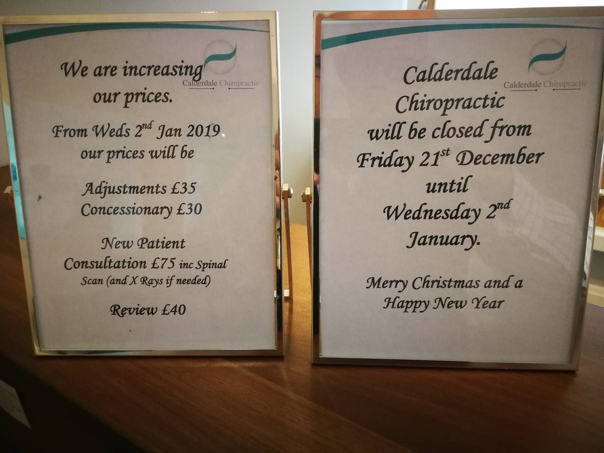 Two messages for you;
Christmas closure dates and price changes in the new year.