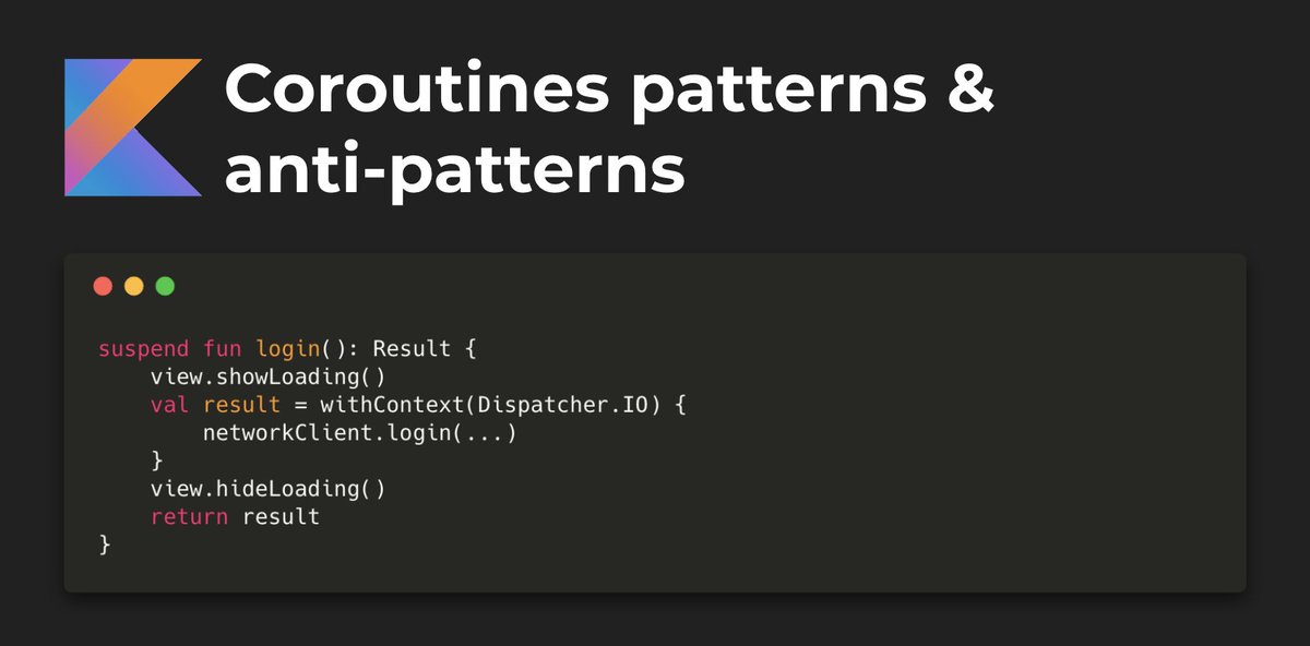 dmytrodanylyk's tweet image. Android Kotlin Coroutines patterns & anti-patterns
👉 proandroiddev.com/kotlin-corouti…
#android #androiddev #kotlin #coroutines #gde