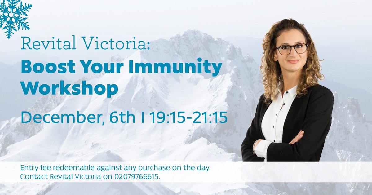 We're holding a #workshop at our #Victoria store on Thursday to help you boost your #immunity and dodge the dreaded #winter sniffles. Please call the store on 0207 976 6615 to book £5 tickets,  or visit the Facebook event for more information.  ow.ly/BoTo30mQaay