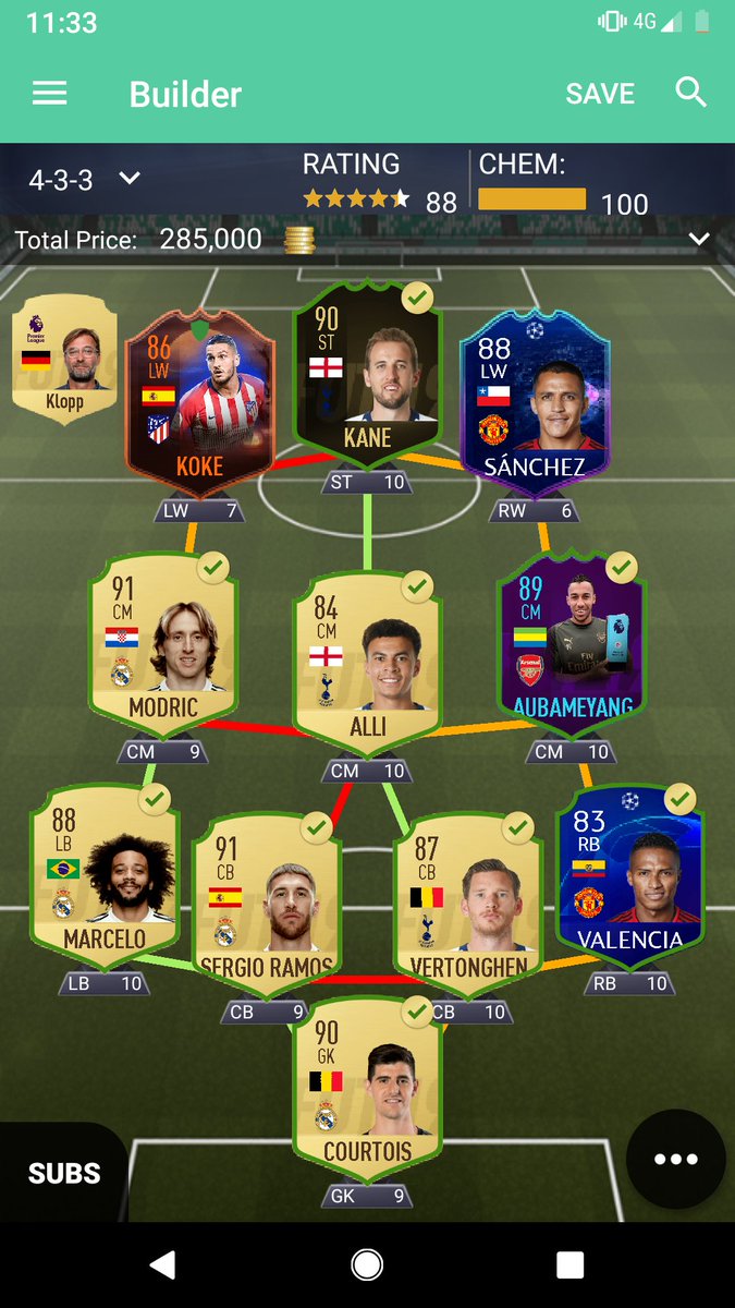 Play UCL Live Sanchez off chem to go for the United kit or IF Salah on full chem? (41212 in game with RW going CAM) #FIFA19