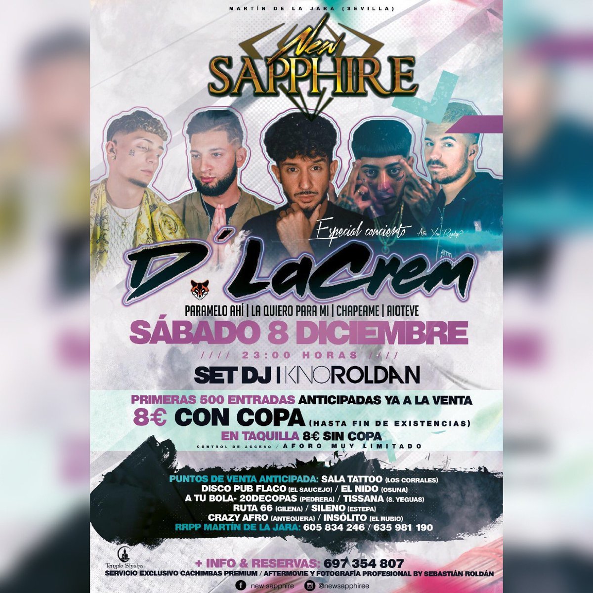 Newsapphire's tweet photo. D’LACREM 8/12/2018 DISCOTECA NEW SAPPHIRE (MARTIN DE LA JARA, SEVILLA) https://t.co/hHxLCCDunT