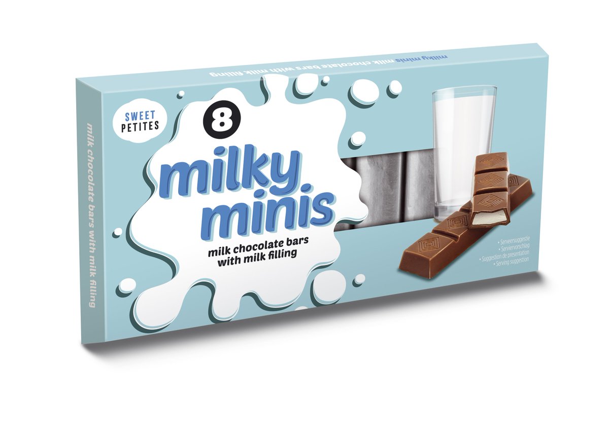 Small fingers, great taste: chocolate bars filled with milk, especially for kids! 

#SweetPetites #MilkyMinis #kidsfavorite