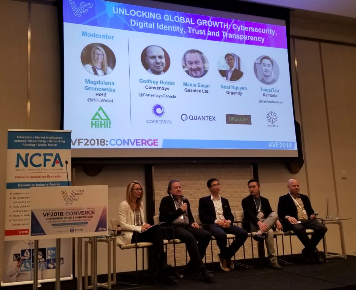 HiHiWallet's tweet photo. HiHi! CSO @Crypto_Mags with @godfreyHobbs @manieeagar Unlocking Global Growth at VanFunding 2018. Thanks to @NCFACanada @KambriaNetwork @ConsensysCanada - @Women_in_eTech @womenintech #VF2018 https://t.co/X1hEqA8gEN