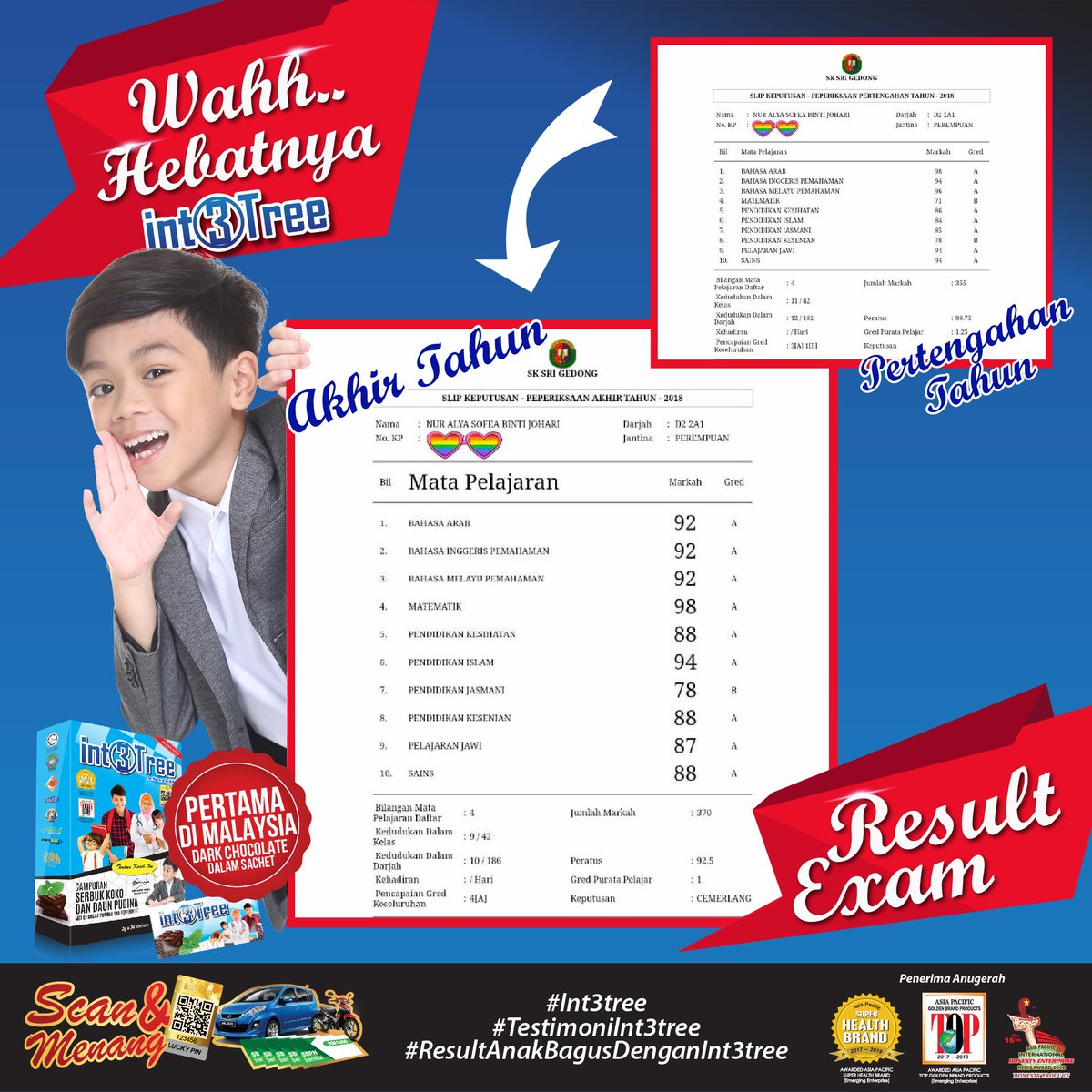 Int3treeHQ's tweet photo. Jom bandingkan result anak anda selepas ambil int3tree dan sebelom ambil
#int3tree
#int3treehq
#anaksukaint3tree
#upsr
#spm https://t.co/cgMQZE5ptI