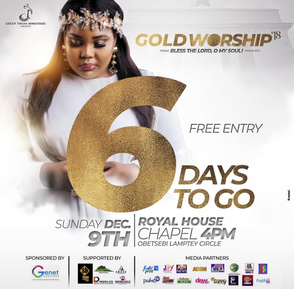 dela_delynmcfly's tweet photo. #6days more to go people of God , are you ready to encounter God
#GoldWorship2018
#SweetSpirit
#KaseAmen
#Jehovah
@CeccyTwumMusic
⏰4pm
⛪Royal House Chapel, Ahenfie
🗒9th December,2018 https://t.co/8xlR4FlAMj