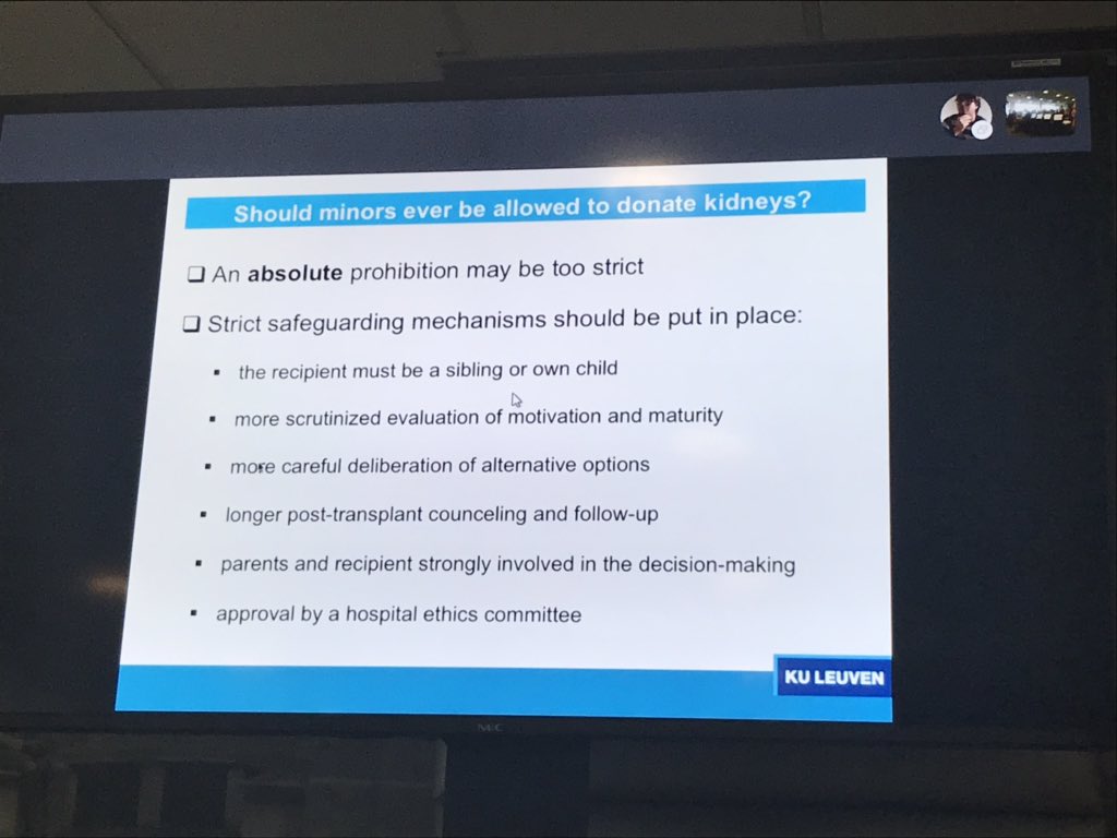 ’Should minors ever be allowed to donate kidneys?’ Interesting presentation by Kristof Thys  @LeuvenU <a href="/transplant4kids/">Paediatric Kidney Transplantation Symposium</a> #transplant4kids2018 <a href="/GSTTnhs/">Guy's and St Thomas'</a>