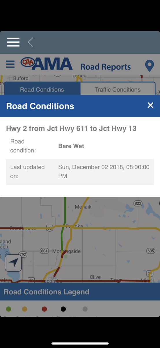 crooke78's tweet photo. @AMARoadReports so why was it showing green last night. Actually when I left YYC for YEG I saw this complete lie. I will never trust AMA road reports again https://t.co/hKIDta7r0v