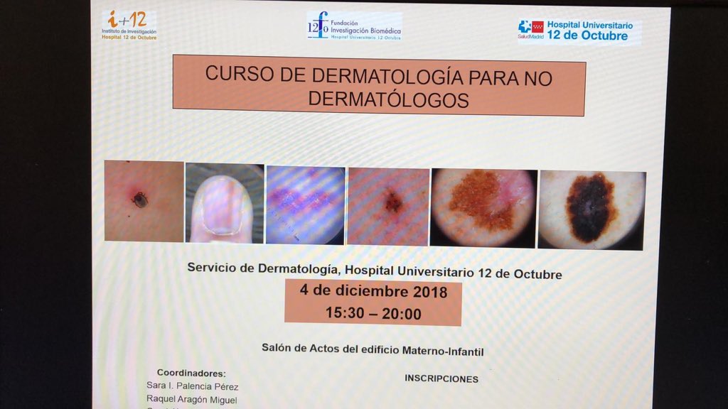 Mañana celebramos el curso “Dermatología para no dermatólogos” en el 12. Tenemos aforo completo. 320 inscritos!!!  Muchas gracias a la Dra <a href="/SaraIPalenciaP1/">Sara I Palencia-Pérez</a> todos los residentes de dermatología del hospital por su excelente organización. Esperamos no decepcionar
#dermatología