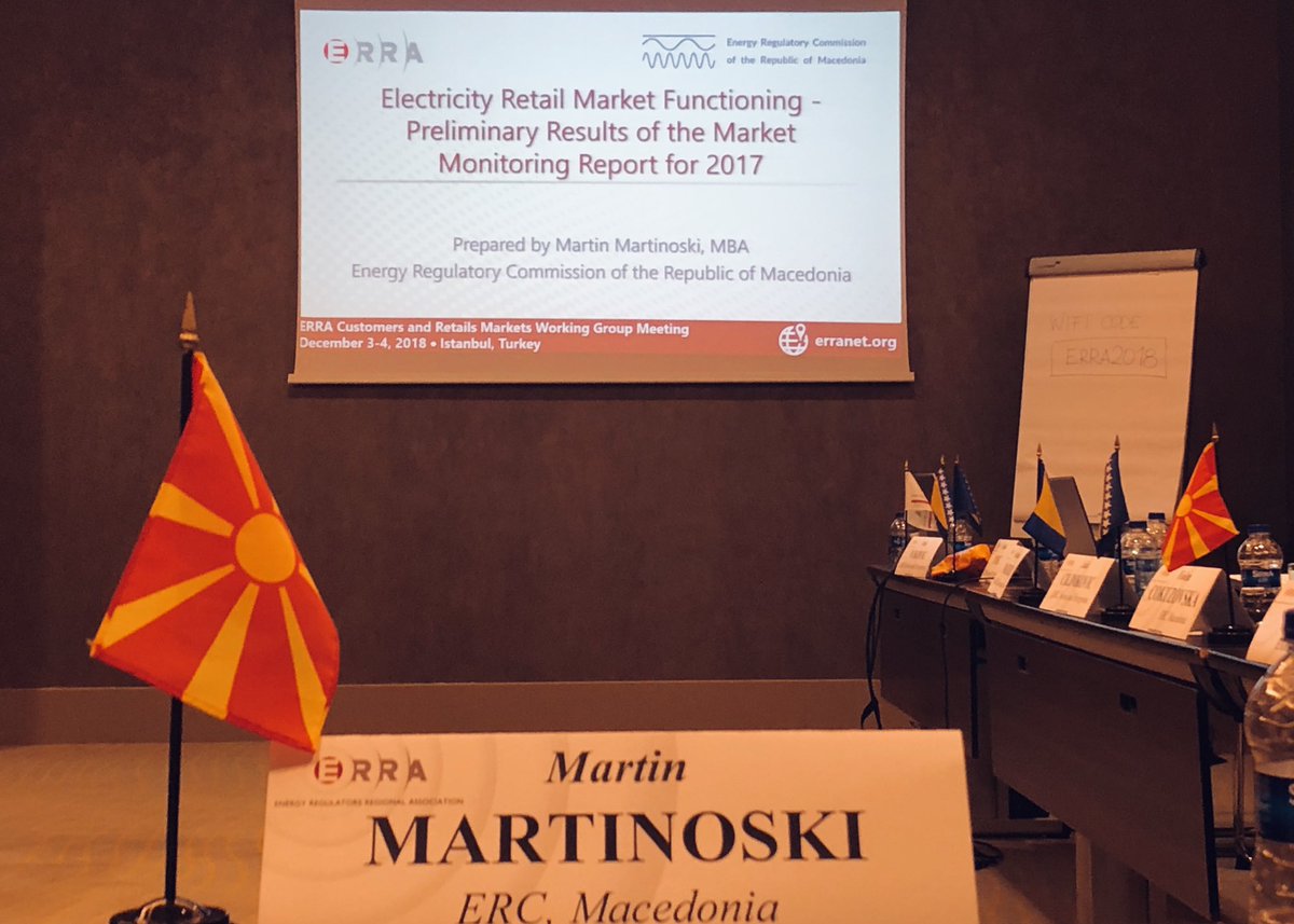 martinoski_m's tweet photo. Just presented preliminary findings of the #Retail #Electricity #Market #Monitoring Report for 2017 during @ErraNews #CRM WG #Meeting in #Istanbul. In majority of examined cases there is still work to be done towards well #functional #liberalized retail electricity markets. https://t.co/14XVSmXh9C