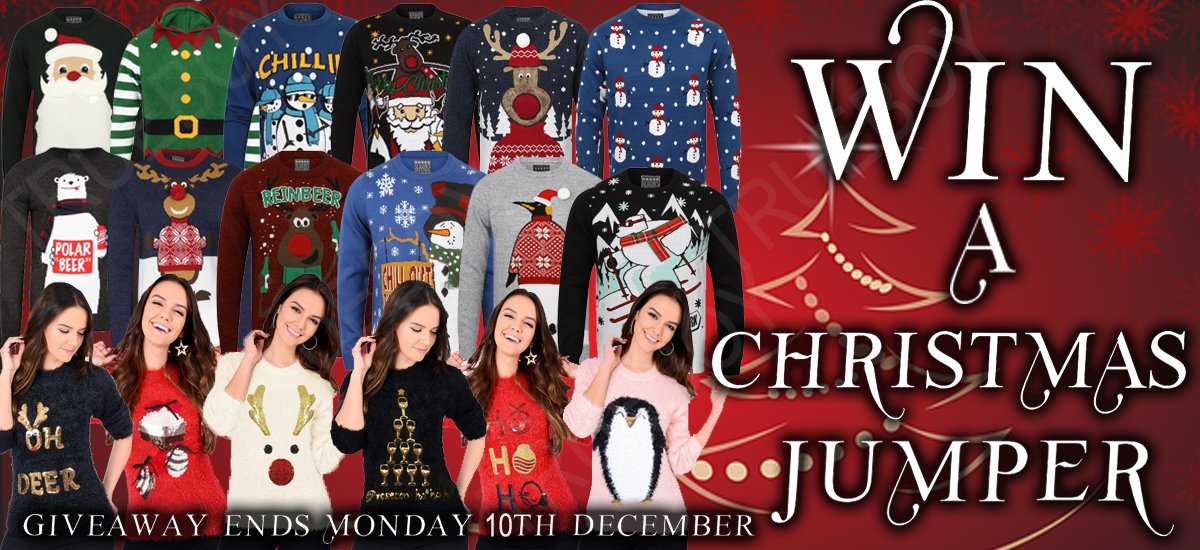 #GIVEAWAY
Win a Christmas jumper!!
Get it in time for Christmas jumper day (Fri 14th Dec)
All you've got to do is the following:
1. Like 👍
2. Comment 💬
3. Retweet 👥
Can't wait? Visit our huge range at trueboyclothing.co.uk
Winner will be announced Monday 10th December!