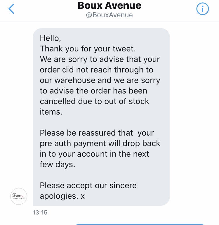 LucyLeeeee's tweet photo. DO NOT ORDER FROM @BouxAvenue THEY ARE WANK 🙃 https://t.co/92EZygezlO