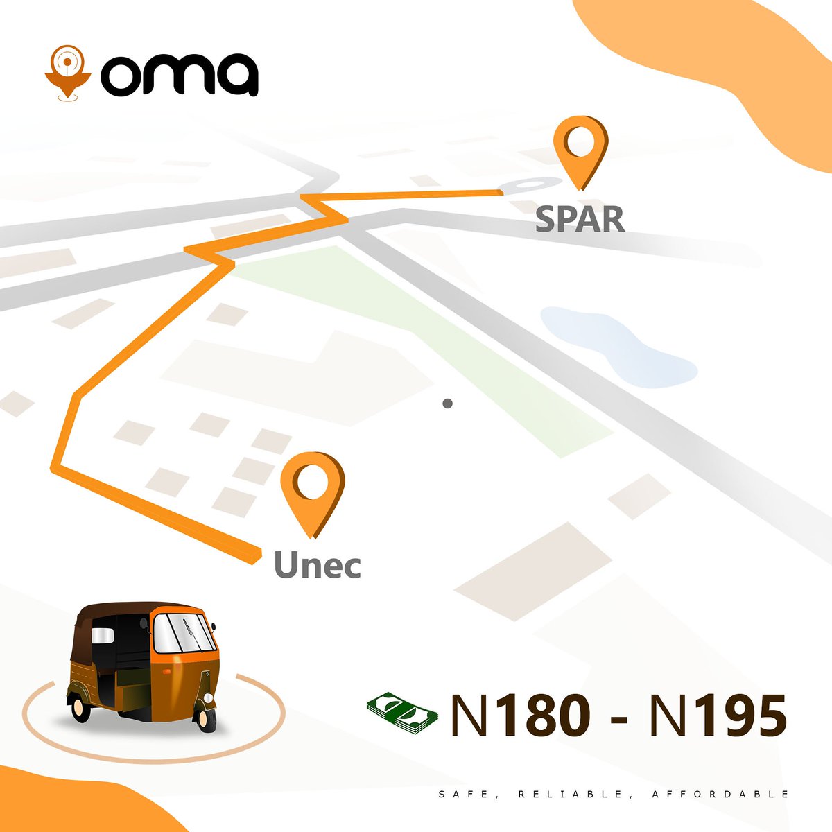 Your satisfaction being our goal...we are proud to introduce to you our new unbeatable fare rates! .
.
Enjoy rides at reduced prices
.
#Oma #omakeke
#affordablerides #ridewithomaarriveinstyle