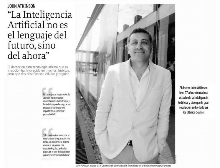 PRENSA 📰 | ¿En qué consiste la Inteligencia Artificial y cuáles son sus alcances? Diario <a href="/elsurcl/">Diario El Sur</a> le hizo una entrevista a John Atkinson, docente de la Facultad <a href="/ingenieriaUAI/">Facultad de Ingeniería y Ciencias UAI</a>, quien explica sobre esta tecnología.
Revísala en: goo.gl/h9jZqh