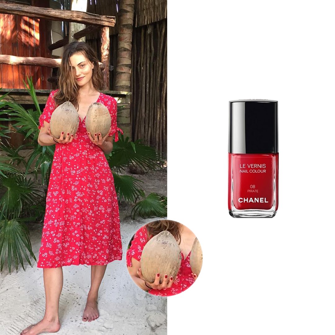 Dress Like Phoebe Tonkin on X: 9 December [2016]  On Phoebe Tonkin IG  post wearing #rouje LAURA Dress (€155). On her nails, probably wearing  #chanel Le Vernis Longwear Nail Polish ($28)