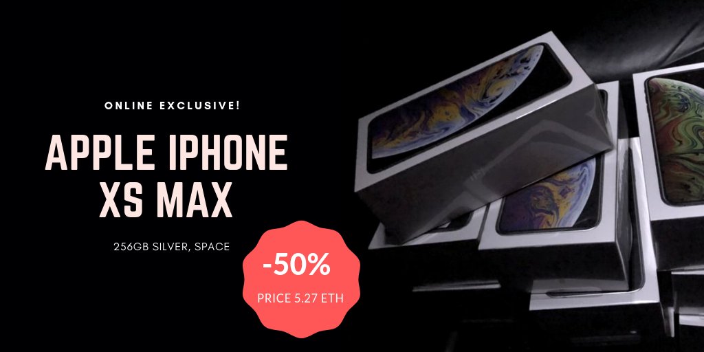 Customsconfisc's tweet image. iPhone XS Max 256 gb  5.27 ETH 
NEW IN SEALED BOX.
AVAILABLE 
UNLOCKED, CAN BE USED ON ANY CARRIER WORLDWIDE!
BUY WITH CONFIDENCE.
FAST SHIPPING, SIGNATURE REQUIRED.
I CAN ONLY SHIP TO CONFIRMED ADDRESS.
OTHER COLORS AVAILABLE