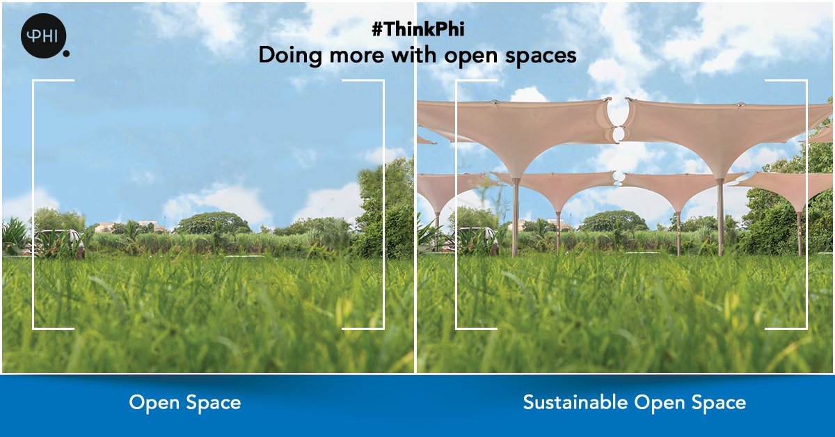There are multiple ways of transforming an area into a multi-utility sustainable space. Once installed, #ThinkPhi #SmartCanopies make the place aesthetic &amp; sustainable with solar panels &amp; rainwater harvesting tech. #SustainableLiving #ThinkSustainable