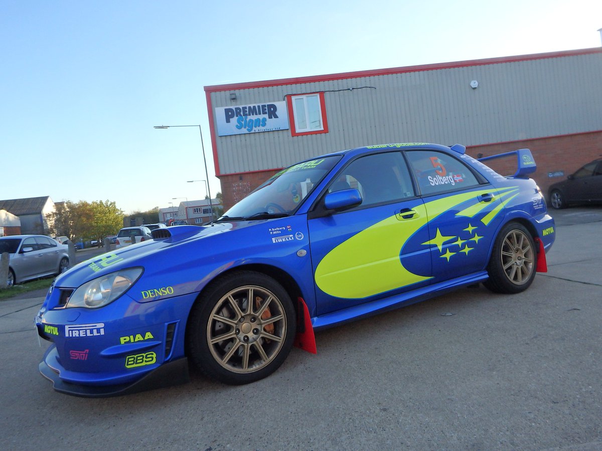 PremierSignsLtd's tweet photo. Doesn't everyone love a Scooby? To get you going this monday, here's one we added full WRC graphics to. #subaru #wrx #scooby #premiersigns #premierwraps #custom #cars #subarulovers #motorsport #dailycar #MondayMotivation #vinyl #graphics #WRC https://t.co/ON2N6xHMdK