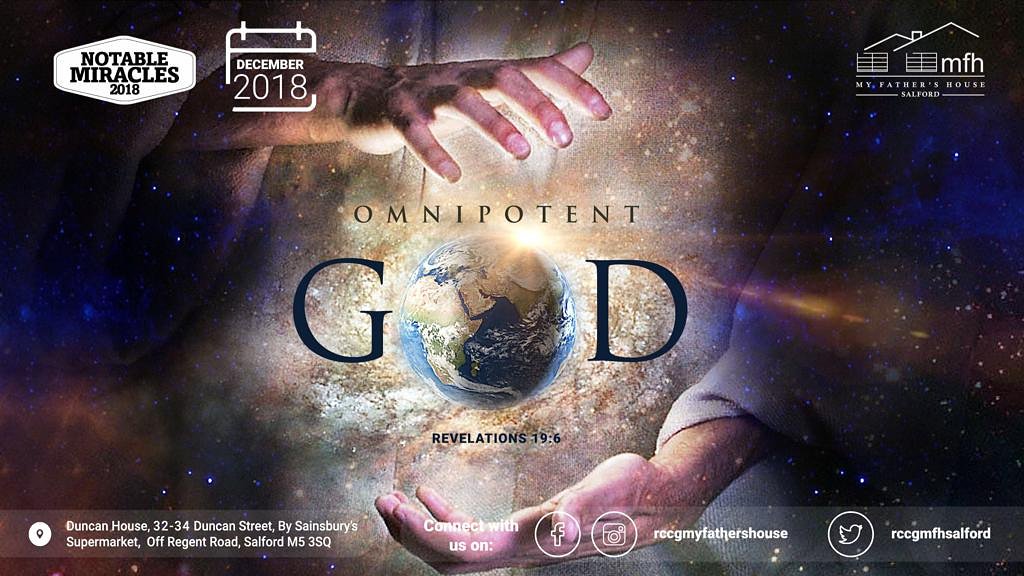 RCCGMFHSalford's tweet photo. “Omnipotent God” Rev 19:6
Our God omnipotently reigns. Omnipotent means All Powerful. This denote that the all powerful reign of God is what we will see throughout this month in Jesus name.
We will see God’s power and bask in His glory in Jesus name.
#Notablemiracles https://t.co/fVW9XFe6KA