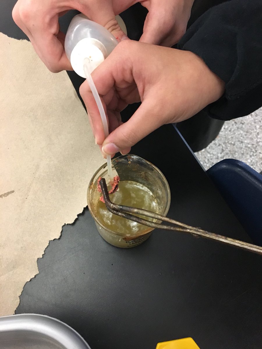 atkinswestchem's tweet image. Day 2 of the stoichiometry nail lab - students grossed out by the gunk in the beaker that formed over the weekend. @WSFCS_Science #RealTimeChem #WeDoScienceWell #ExpModelDemo