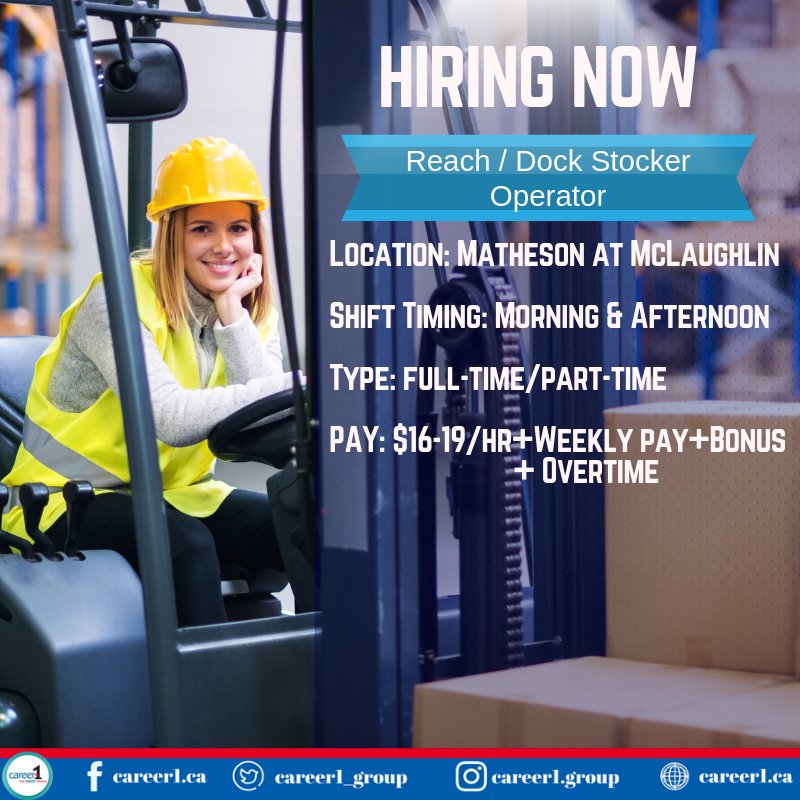 Career1 Staffing And Recruitment Solutions On Twitter Job Opportunity For Reach Dock Stocker Operator Call Us At 1 905 897 9675 Jobs Job Toronto Brampton Mississauga Jobboard Employment Hiring Jobfair Staffing Recruitment Agency