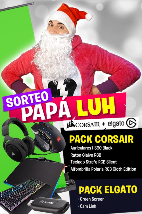 HDluh's tweet photo. 🎁🎄 SORTEO DE NAVIDAD 🎄🎁
Papá Luh ha llegado cargado de regalos de Corsair y Elgato 🎅🏽 Houhouhou!!

¡PARTICIPA! Pasos a seguir:
1️⃣ Haz RT y ❤️ a este tweet
2️⃣ Sigue a @HDluh @CorsairSpain y @elgatogamingES 

🦌🛷💨 Plazo hasta el 9/12. Ganadores por MD
❄️⛄️ ¡MUCHA SUERTE! ⛄️❄️ https://t.co/MW5zcqgGyG