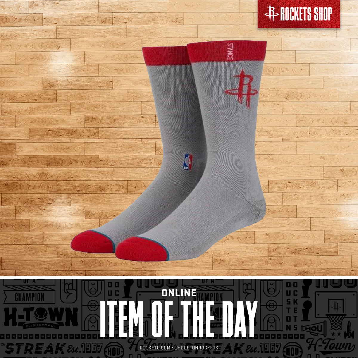 Today's Online Item of the Game:   ➡️ #Rockets Stance Socks  🛍 »  bit.ly/2AFpQ4h https://t.co/InfHqZ9bRH