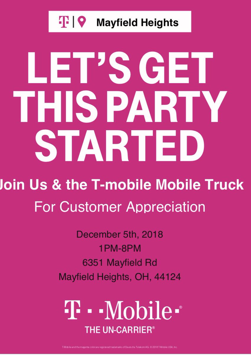 TmobileDean's tweet photo. Come hang out with us and @TMobileTruckCLE this Wens from 1-8 pm at 6351 Mayfield rd for our customer appreciation day! Buy a new @SamsungMobileUS phone and get a free 📺! https://t.co/st0zFZOFzP