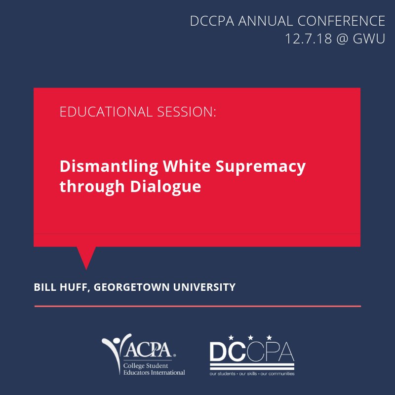 SNEAK PEAK: This session by a self-identified white #SAPro will discuss common pitfalls that prevent white people from effectively talking about race and strategies for staying engaged in dialogue as a tool for confronting white supremacy. #DCCPA18  dc.myacpa.org/conference/