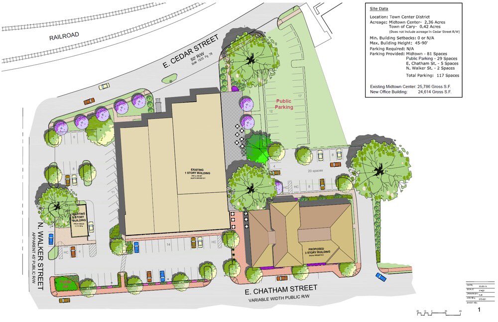 DesignResponse's tweet image. Preserving existing trees (particularly when at “homestead” level) provides a sense of enclosure and place.  #MidTownSquare #CaryNC
