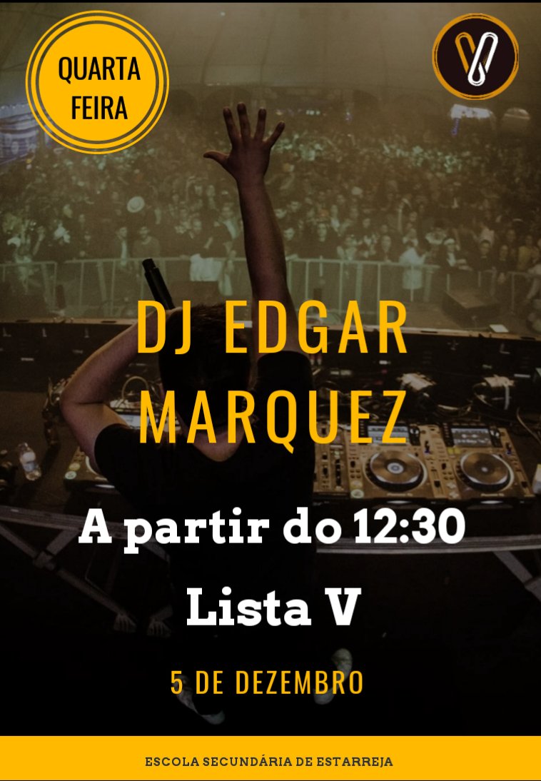 ListaVese's tweet photo. Apresentamos agora a segunda confirmação para uma das campanhas mais épicas de sempre!! O dj Edgar Marquez irá atuar na escola secundária de Estarreja, a partir das 12:30 do próximo dia 5 de Dezembro, não vais querer perder esta vibe!!
Estejam atentos, mais pormenores virão 🤪 https://t.co/RG6bm4S2gS