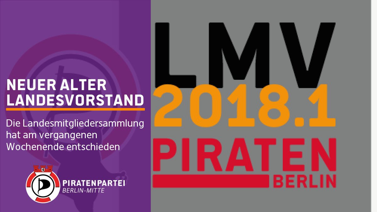 MittePiraten's tweet photo. #PIRATEN Berlin haben einen neuen alten Vorstand - viel Erfolg https://t.co/cptnKvJdER #lmvb181 https://t.co/1giryPwxJj