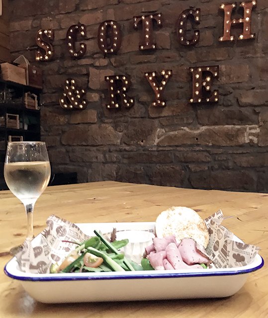 Feeling peckish? 

Try the Pastrami Rueben Sandwich - peppered pastrami, piled high on a pretzel bun, with piccalilli &amp; green leaves. It's incredible and only £6 before 6pm. 

#scotchandrye #Inverness #lunch #Chritsmaslunch