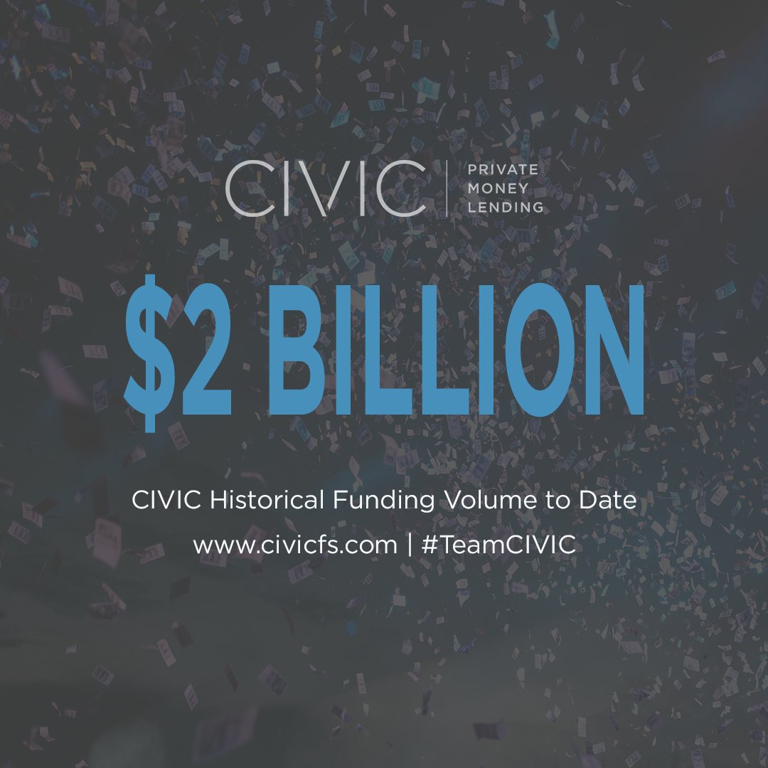 clushina's tweet photo. It's official ... CIVIC has now surpassed $2 BILLION in funding! If you find yourself questioning where to place your business, these are 2 billion solid reasons to see what CIVIC can do for you. #privatemoney #TeamCIVIC https://t.co/GArZtcHjVm