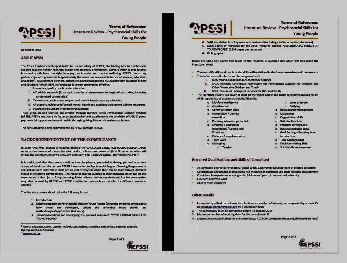GaillardCarmel's tweet photo. Consultancy Opportunity. Contact sales.apssi@repssi for further information #REPSSI #APSSI #AfricaPSSinstitute https://t.co/YzlJ1DscmS
