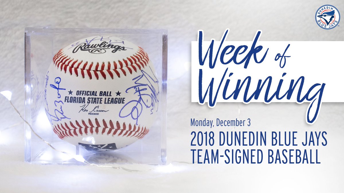 DunedinBlueJays's tweet photo. Week of Winning has begun!

Today’s prize is a 2018 DBJ team-signed baseball which includes signatures from Nate Pearson, Patrick Murphy, Logan Warmoth and many more! To enter to win, make sure you’re following us and retweet this post! https://t.co/XtAcSVSnZk