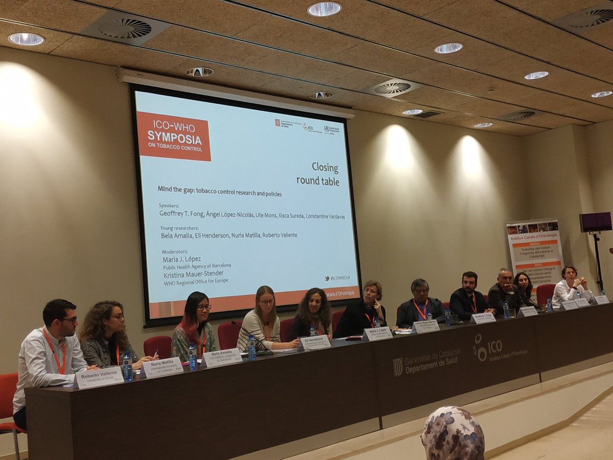 margalef_merce's tweet photo. #ICOWHO18 @gfong570 @VardavasC @amomal69 @XiscaSureda @UteMons @robervalborox @beladenta @MJ_Lpz @NuriaMS2
A fantastic mixture of young/senior tobacco researchers at Closing Round Table on "Mind the gap: tobacco control research and policies". Congratulacions for your talent https://t.co/SpPXCDz2tX