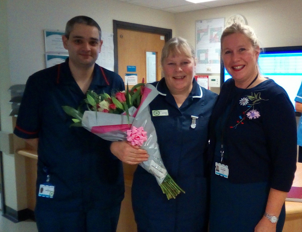Wharfedale Hospital (@wharfedale_hosp) on Twitter photo Val Wells, Senior Sister <a href="/1Wharfedale/">Ward 1 Wharfedale</a> <a href="/Wharfedale_Hosp/">Wharfedale Hospital</a> receiving a bouquet of flowers from Zoe Kirk, Head of Nursing and Richard Dalton on her retirement. Val Wells, Senior Sister <a href="/1Wharfedale/">Ward 1 Wharfedale</a> <a href="/Wharfedale_Hosp/">Wharfedale Hospital</a> receiving a bouquet of flowers from Zoe Kirk, Head of Nursing and Richard Dalton on her retirement.