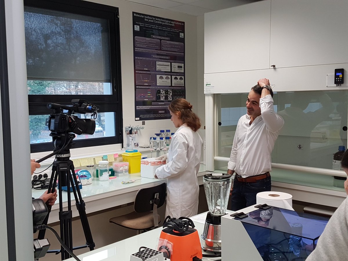 BBVEA2106_Tours's tweet photo. 📽Ça tourne dans le labo @BBVEA2106_Tours ! Enregistrement d'un film "des #médicaments produits par le vivant" avec @_CentreSciences. #alcaloides #cancer #catharanthus #plantesmedicinales #levure #ingenieriemetabolique @UnivTours @RCValdeLoire #biopropharm https://t.co/t5XEIspcXP